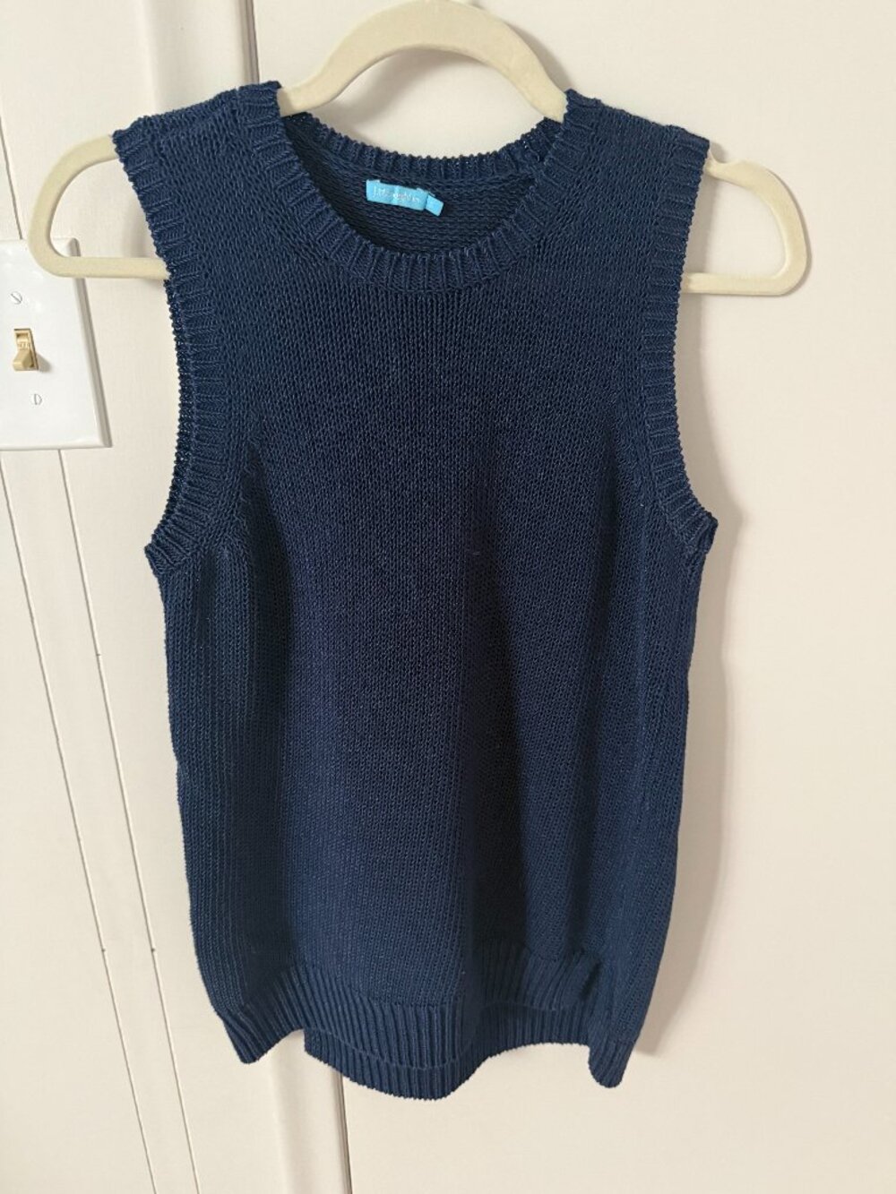 J.McLaughlin Alto Sleeveless Havana Yarn Sweater Navy Crewneck Tunic Small